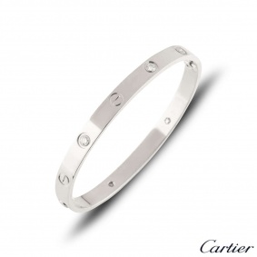 Cartier White Gold Half Diamond Love Bracelet?Size 18?B6035818 Cartier White Gold Half Diamond Love Bracelet?Size 18?B6035818